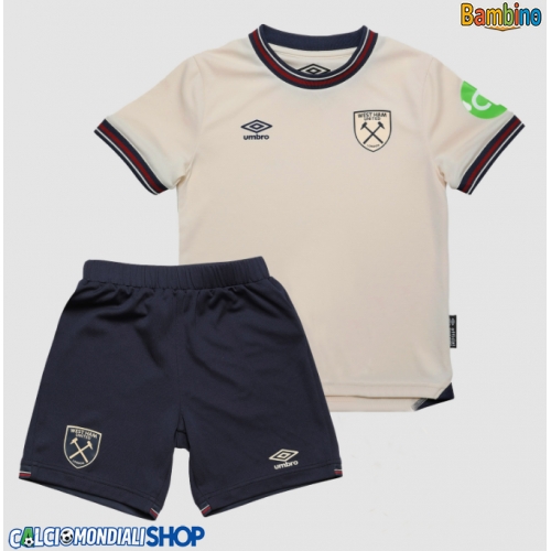 Maglie da calcio West Ham United Seconda Maglia Bambino 2025-26 Manica Corta + Pantaloni corti)
